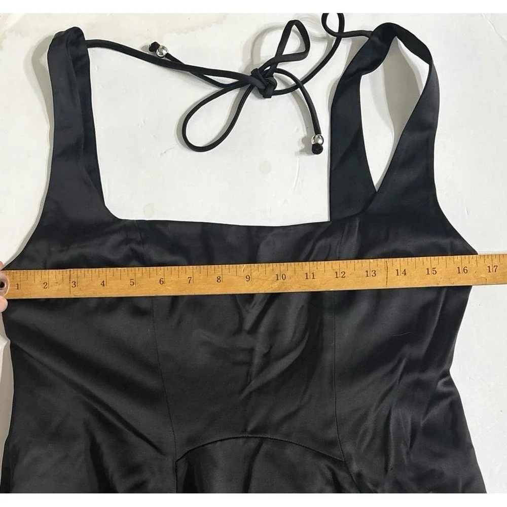Free People, Mallory Satin Fit & Flare Black Mini Dress (Sz 8)